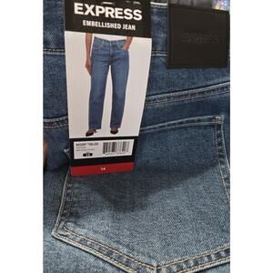 Express Embellished Jeans Medium Wash Studded Denim Women’s Size 14